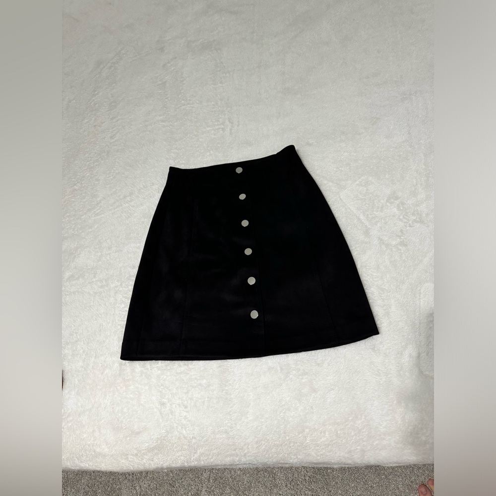 MANGO Black button up skirt
